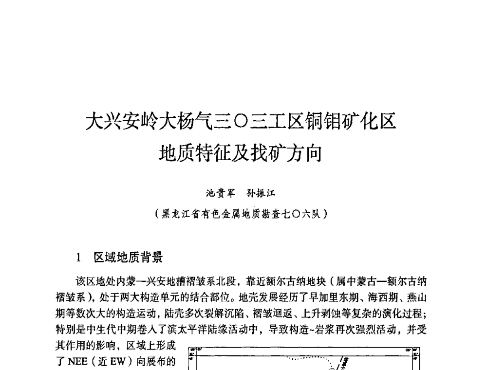 大兴安岭大杨气三○三工区铜钼矿化区地质特征及找矿方向 - 第六届黑龙江省探矿者年会