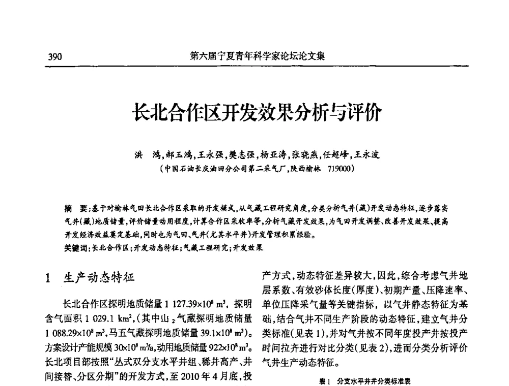 长北合作区开发效果分析与评价 - 第六届宁夏青年科学家论坛