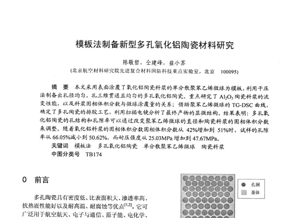 模板法制备新型多孔氧化铝陶瓷材料研究 - 第十五届全国复合材料学术会议