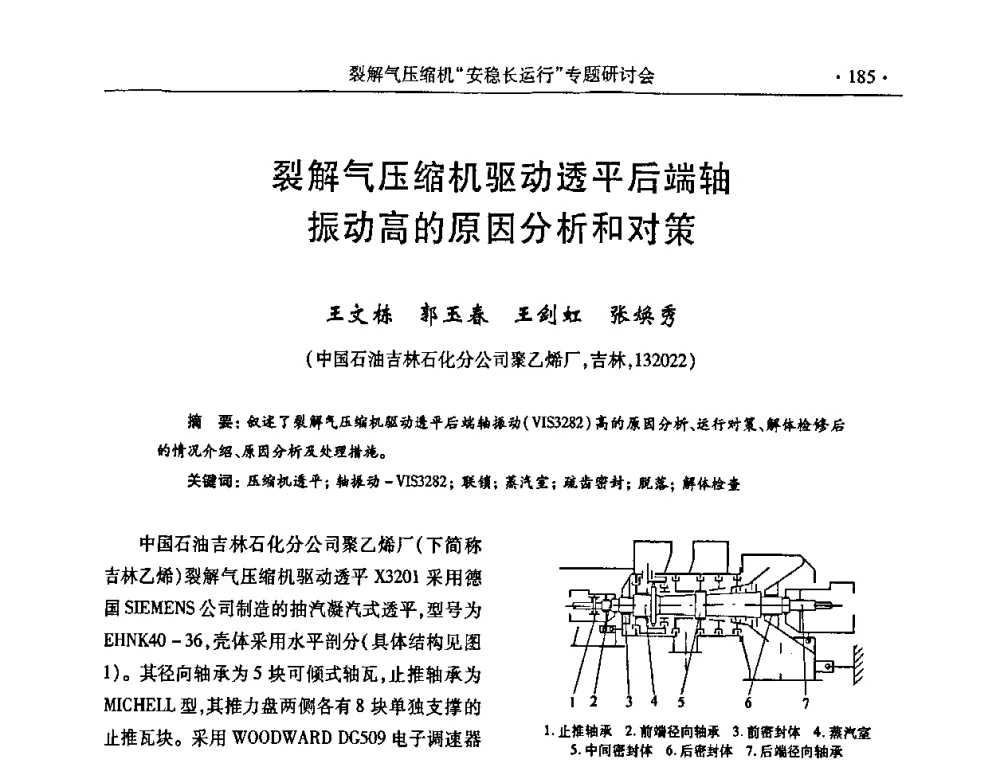 裂解气压缩机驱动透平后端轴振动高的原因分析和对策 - 全国乙烯行业裂解气压缩机“安稳长”运行专题研讨会