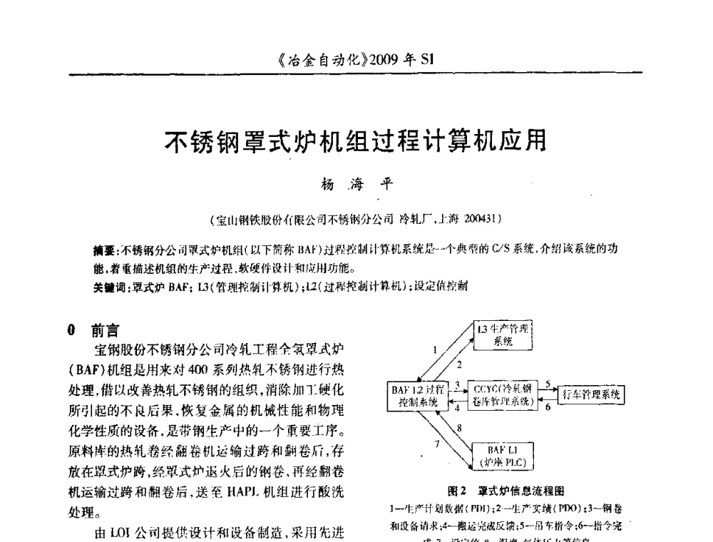 不锈钢罩式炉机组过程计算机应用 - 全国冶金自动化信息网2009年会