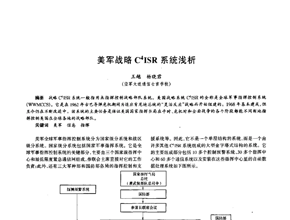 美军战略C4ISR系统浅析 - 中国电子学会电子系统工程分会第十五届信息化理论学术研讨会