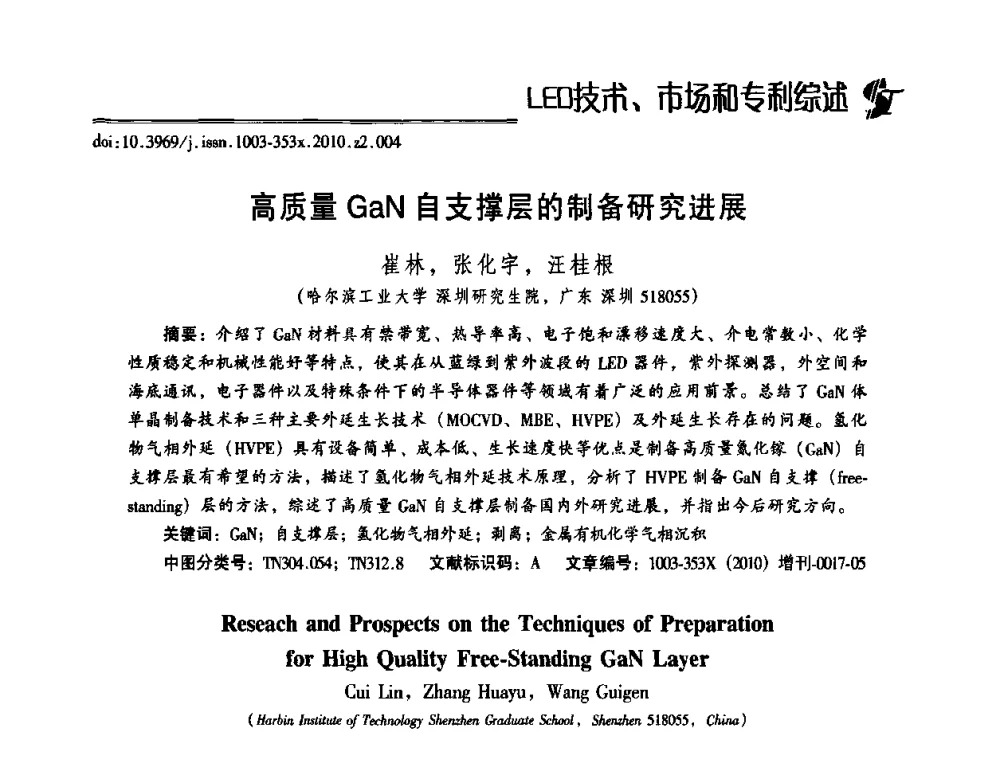 高质量GaN自支撑层的制备研究进展 - 第十二届全国LED产业研讨与学术会议(2010’LED)