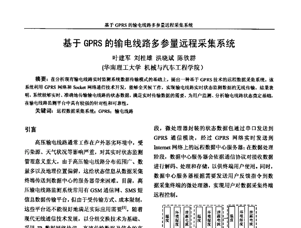 基于GPRS的输电线路多参量远程采集系统 - 广州市仪器仪表学会2009年学术年会