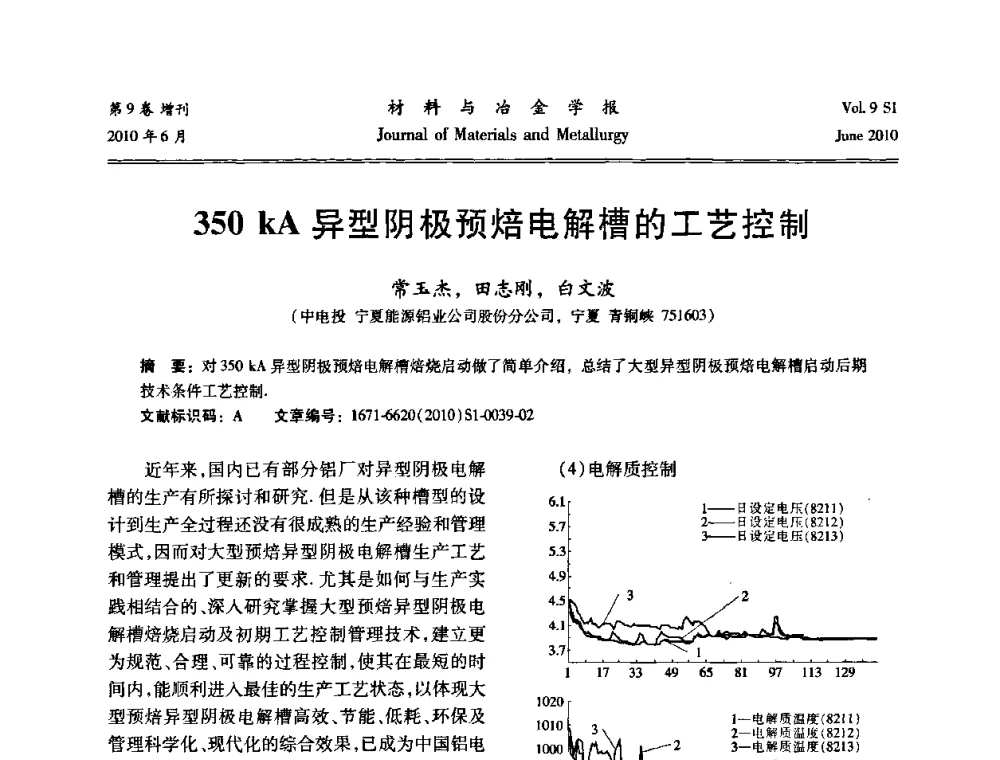 350 kA异型阴极预焙电解槽的工艺控制 - 中国有色金属学会铝电解槽新型结构新技术研讨会