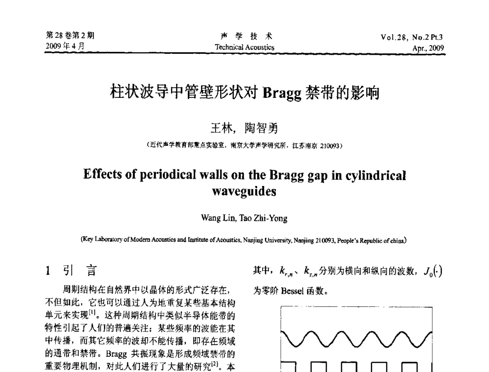 柱状波导中管壁形状对Bragg禁带的影响 - 2009年度全国物理声学会议