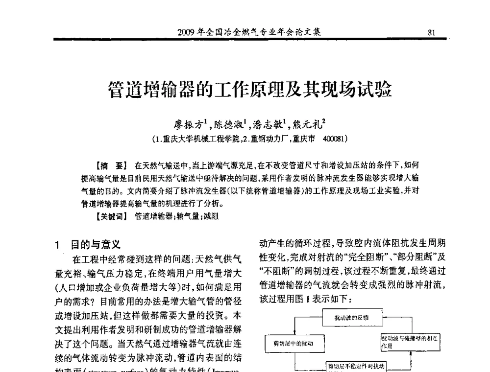 管道增输器的工作原理及其现场试验 - 2009年全国冶金燃气专业年会