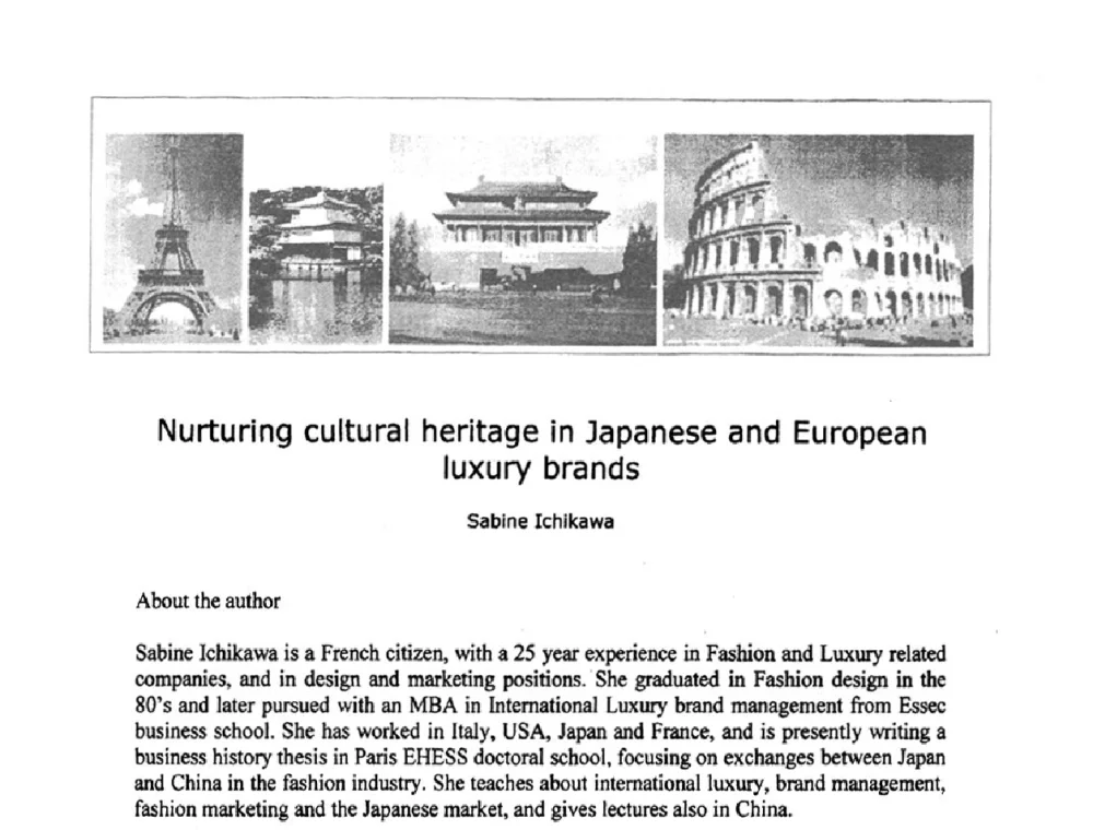 Nurturing cultural heritage in Japanese and European luxury brands Sabine Ichikawa - “地域文化与城市发展”国际学术研讨会