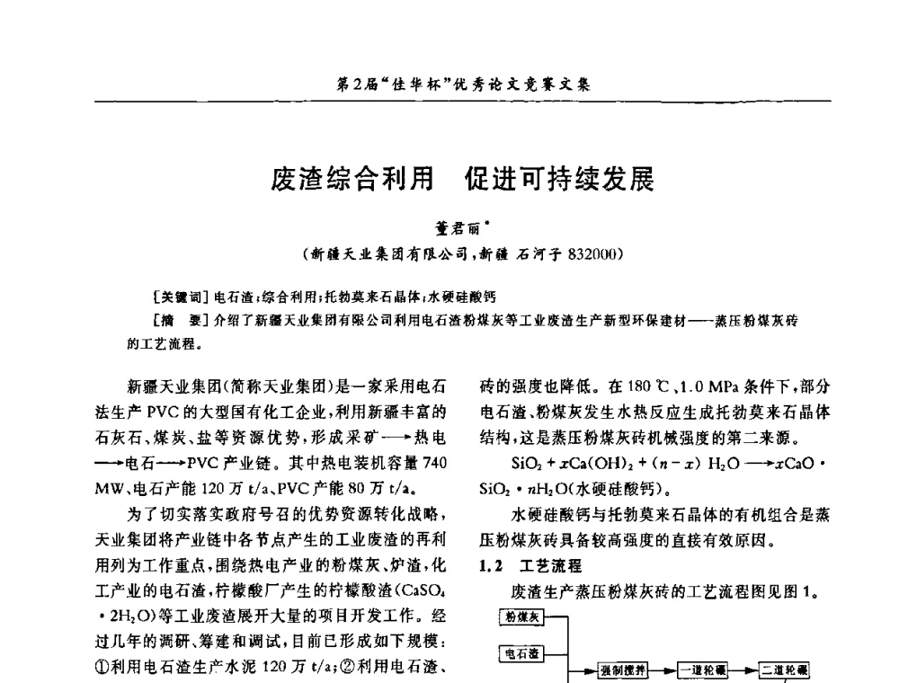 废渣综合利用 促进可持续发展 - 第32届全国聚氯乙烯行业技术年会暨第2届“佳华杯”论文交流会