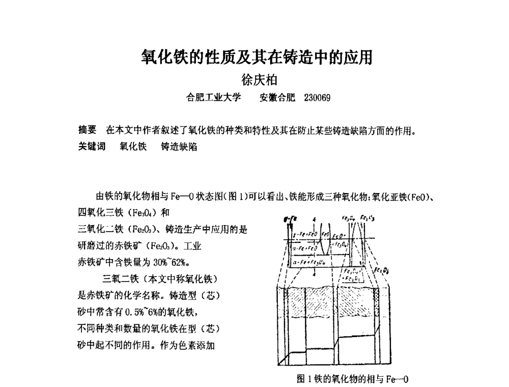 氧化铁的性质及其在铸造中的应用 - 第四届安徽省铸造技术大会
