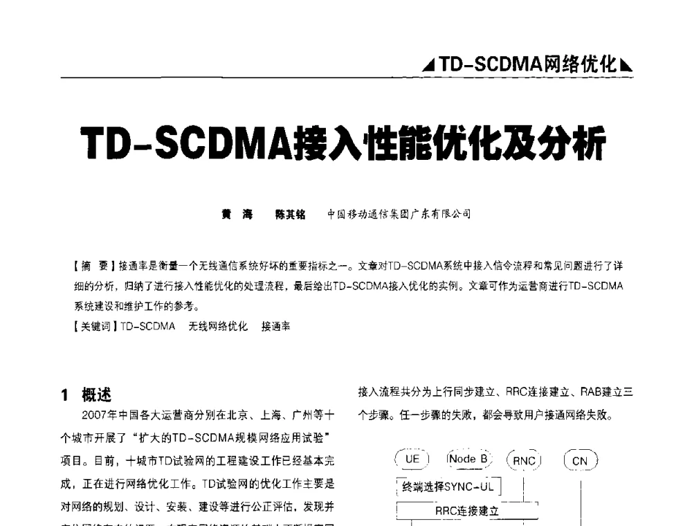 TD-SCDMA接入性能优化及分析 - 2009TD-SCDMA网络规划与优化研讨会