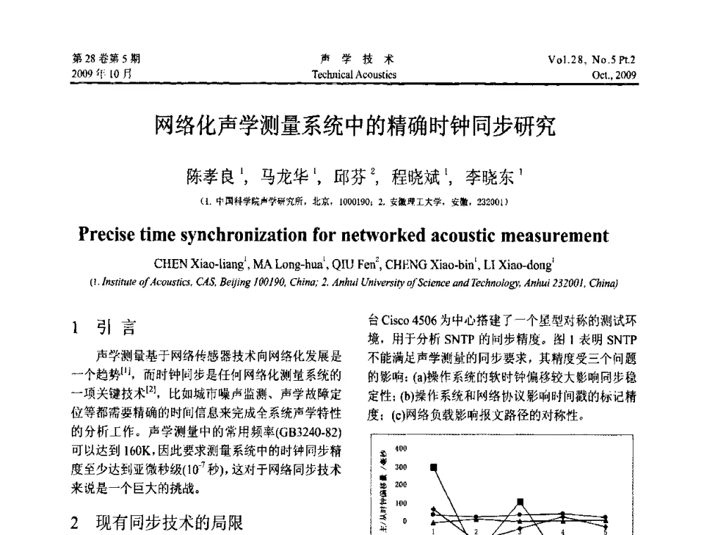 网络化声学测量系统中的精确时钟同步研究 - 中国声学学会2009年青年学术会议