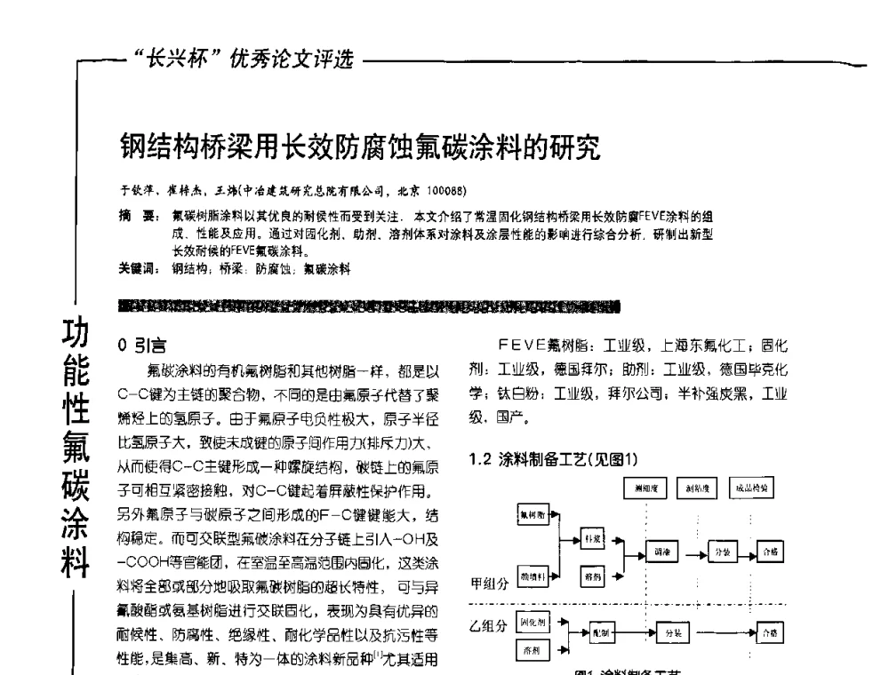 钢结构桥梁用长效防腐蚀氟碳涂料的研究 - 2010氟硅涂料年会