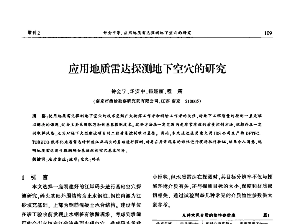 应用地质雷达探测地下空穴的研究 - 中国城市规划协会地下管线专业委员会第二次会员代表大会