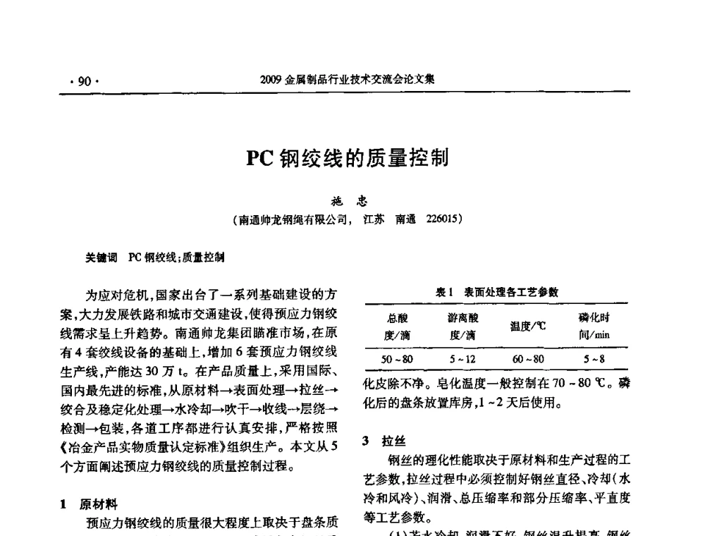 PC钢绞线的质量控制 - 2009金属制品行业技术交流会