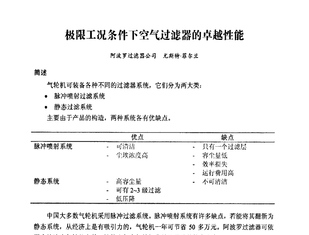 极限工况条件下空气过滤器的卓越性能 - 2010中国(北京)洁净技术论坛暨2010中国苏州洁净室与相关受控环境技术论坛