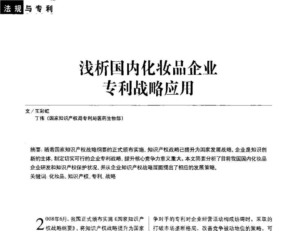 浅析国内化妆品企业专利战略应用 - 2010国际化妆品高峰论坛