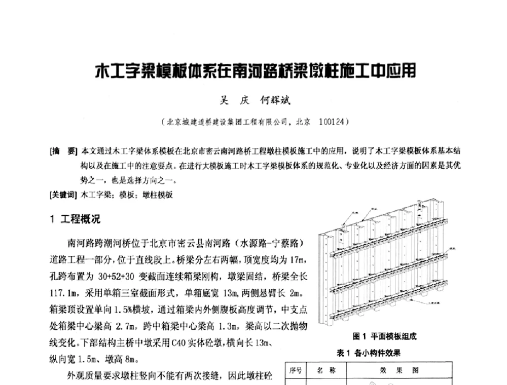 木工字梁模板位系在南河路桥梁墩柱施工中应用 - 中国工程机械工业协会施工机械化新技术交流会