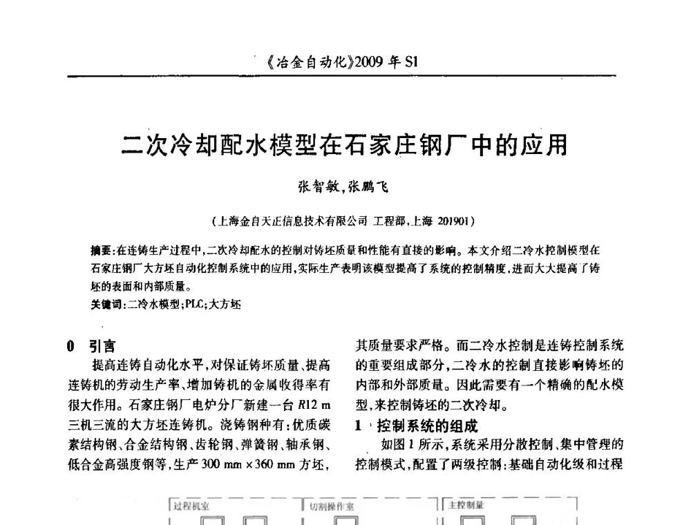 二次冷却配水模型在石家庄钢厂中的应用 - 全国冶金自动化信息网2009年会