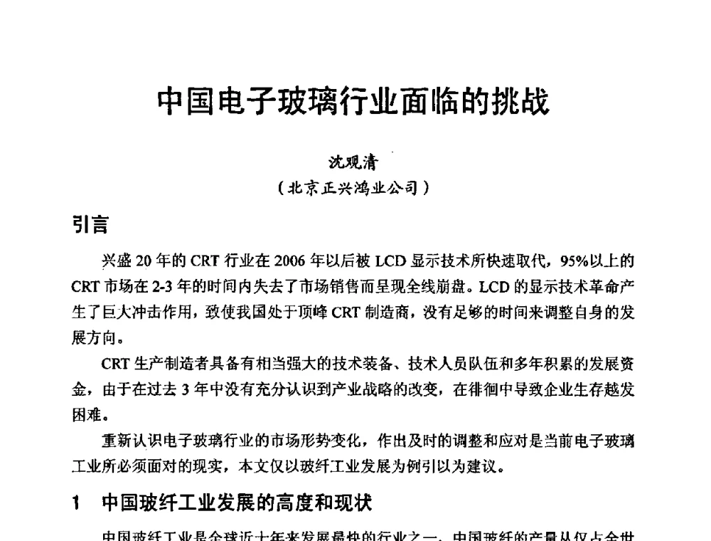 中国电子玻璃行业面临的挑战 - 中国硅酸盐学会第九届电子玻璃理事会换届会、庆祝电子玻璃分会成立三十周年暨学术研讨会