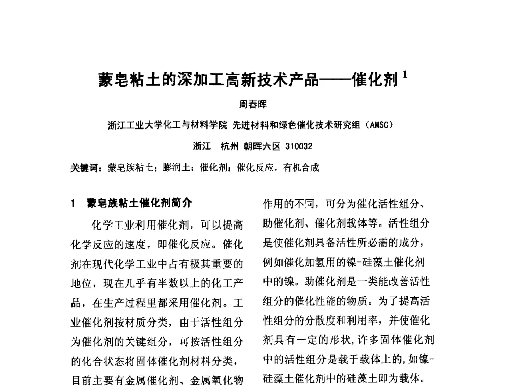 蒙皂粘土的深加工高新技术产品——催化剂 - 中国膨润土产业发展论坛(2009年中国膨润土专业委员会年会)