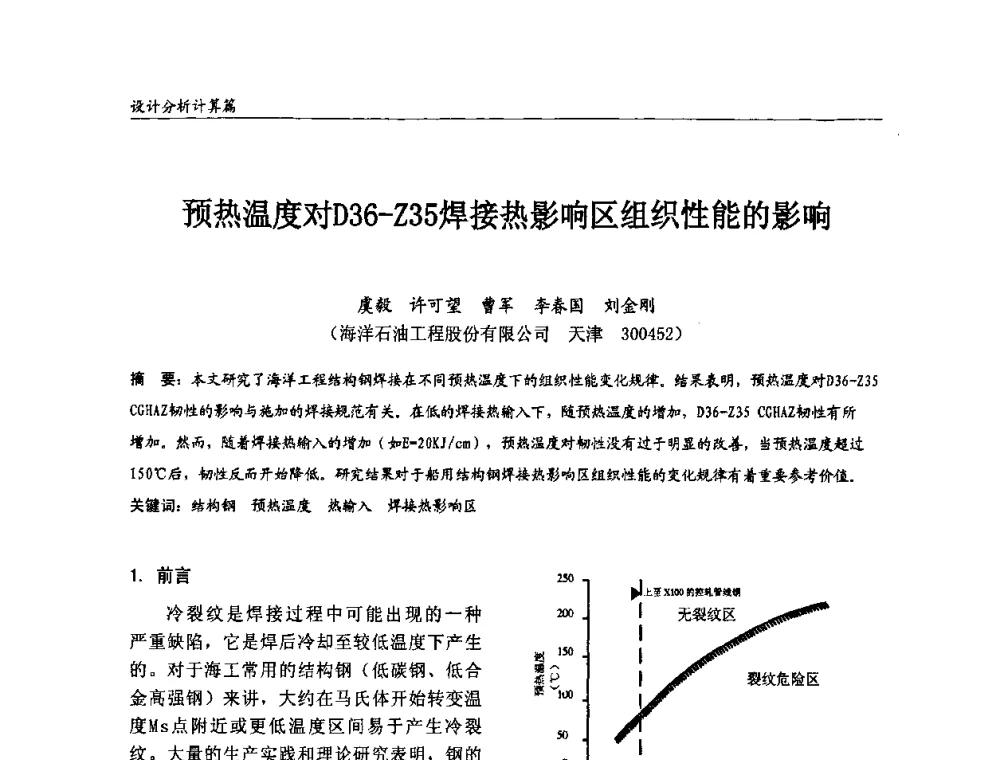 预热温度对D36-Z35焊接热影响区组织性能的影响 - 2008全国钢结构学术年会