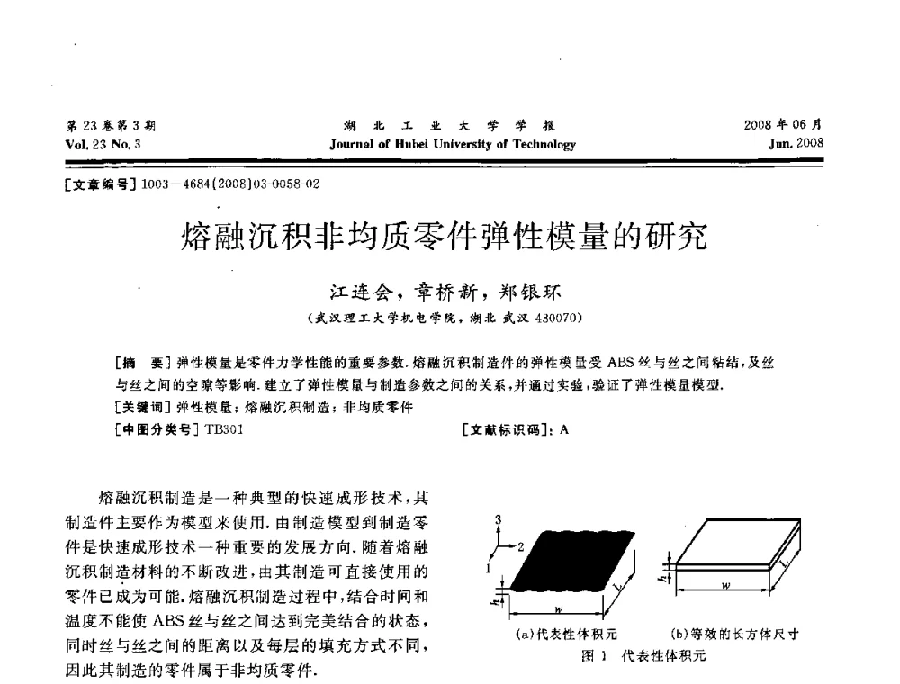 熔融沉积非均质零件弹性模量的研究 - 湖北省机械工程学会第十六届机械设计与传动学术年会