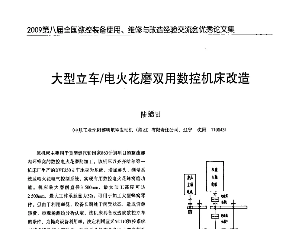 大型立车_电火花磨双用数控机床改造 - 2009第八届全国数控设备使用、维修与改造经验交流会