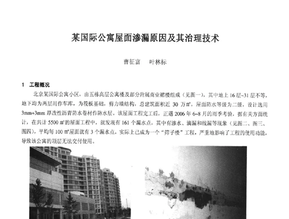 某国际公寓屋面渗漏原因及其治理技术 - 2008年全国渗漏工程治理技术研讨会