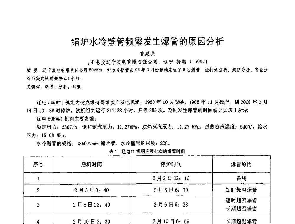 锅炉水冷壁管频繁发生爆管的原因分析 - 第十一届电站焊接学术讨论会