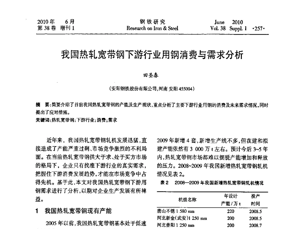 我国热轧宽带钢下游行业用钢消费与需求分析 - 第二十届全国薄板宽带生产技术信息交流会