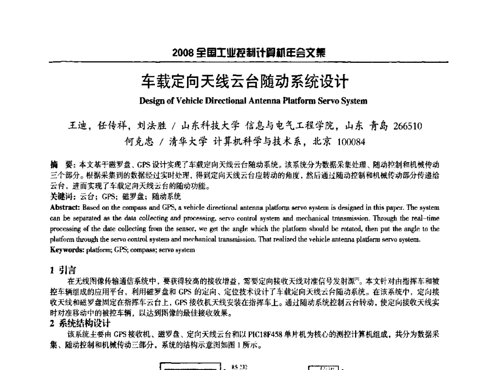 车载定向天线云台随动系统设计 - 2008年全国工业控制计算机年会