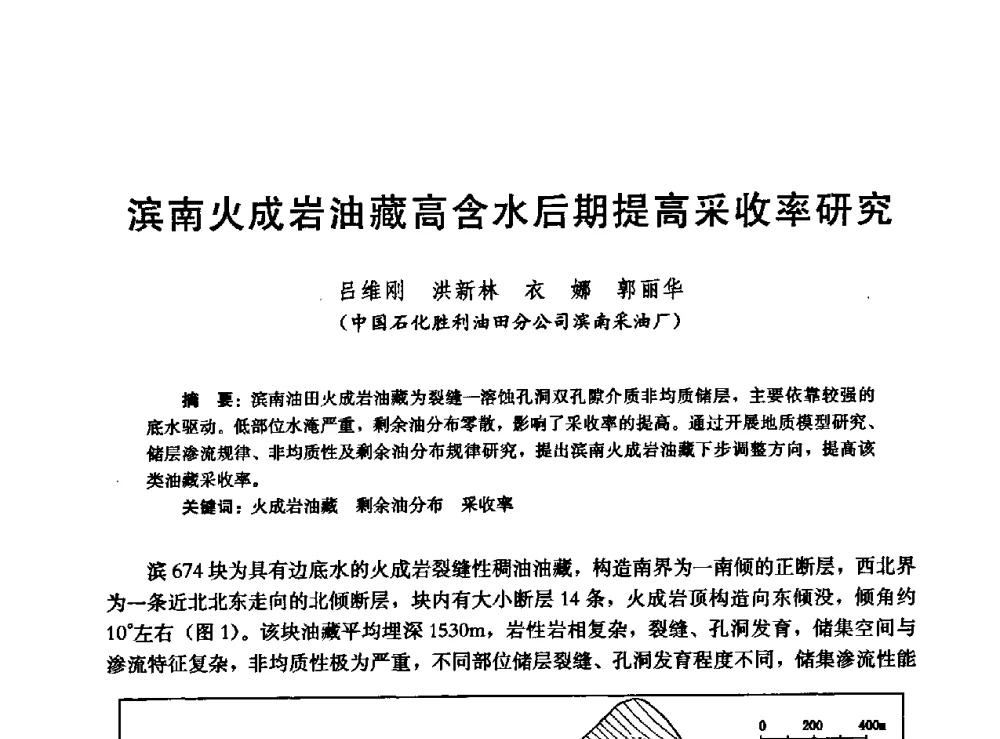 滨南火成岩油藏高含水后期提高采收率研究 - 高含水储层剩余油分布研究学术研讨会