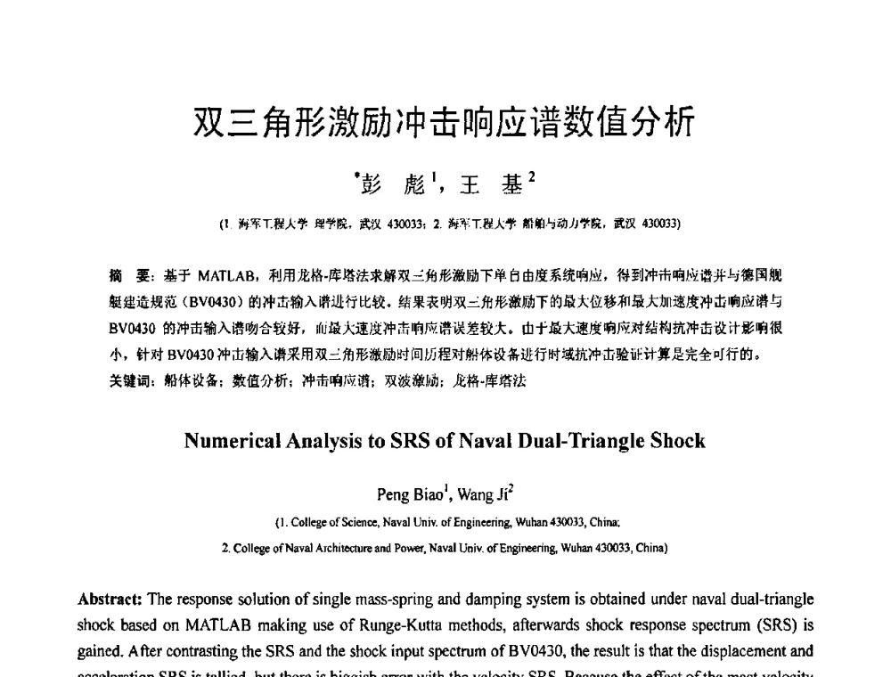 双三角形激励冲击响应谱数值分析 - 第18届全国结构工程学术会议