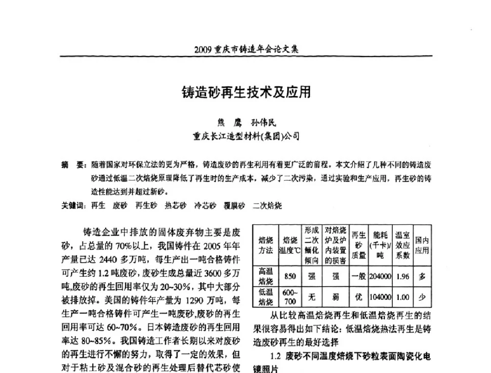 铸造砂再生技术及应用 - 2009重庆市铸造年会