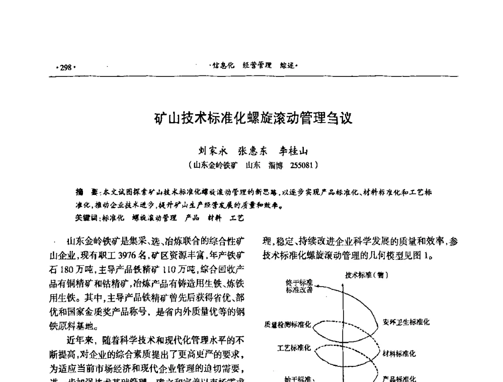 矿山技术标准化螺旋滚动管理刍议 - 第十六届六省矿山学术交流会
