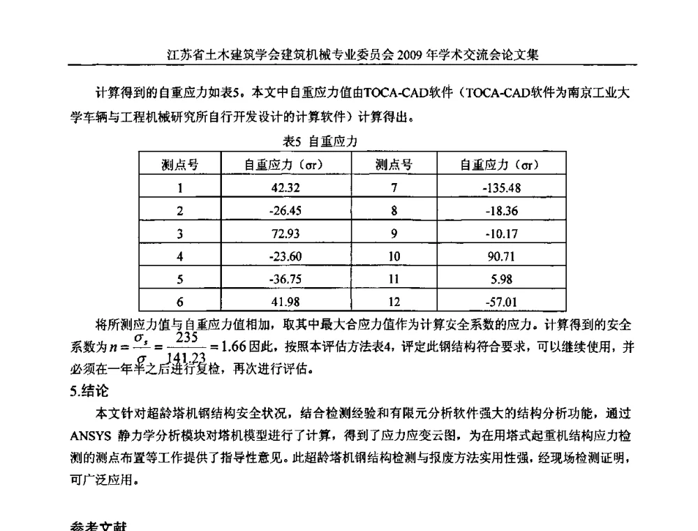 超期服役塔式起重机使用性能评估方法 - 江苏省土木建筑学会建筑机械专业委员会2009年学术年会