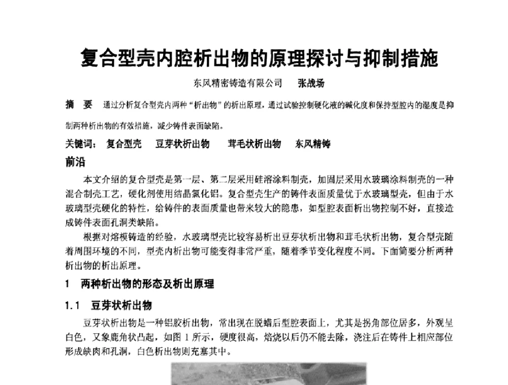 复合型壳内腔析出物的原理探讨与抑制措施 - 中国铸造协会精铸分会第十一届年会