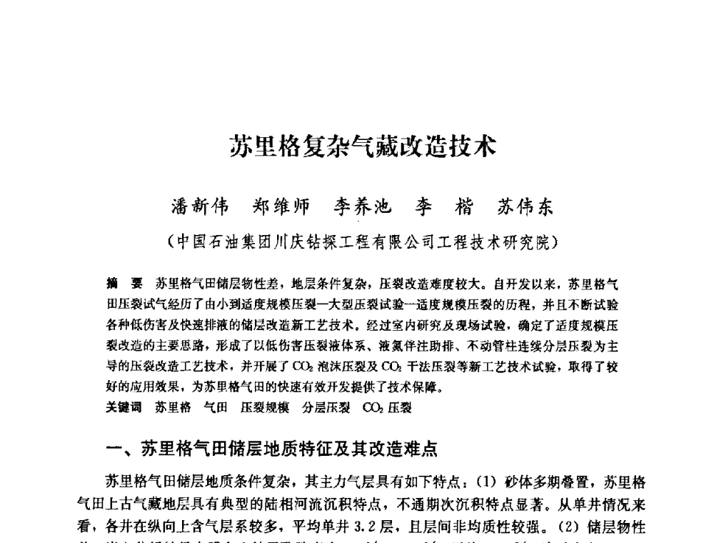 苏里格复杂气藏改造技术 - 中国石油天然气集团公司井下作业工程技术交流会