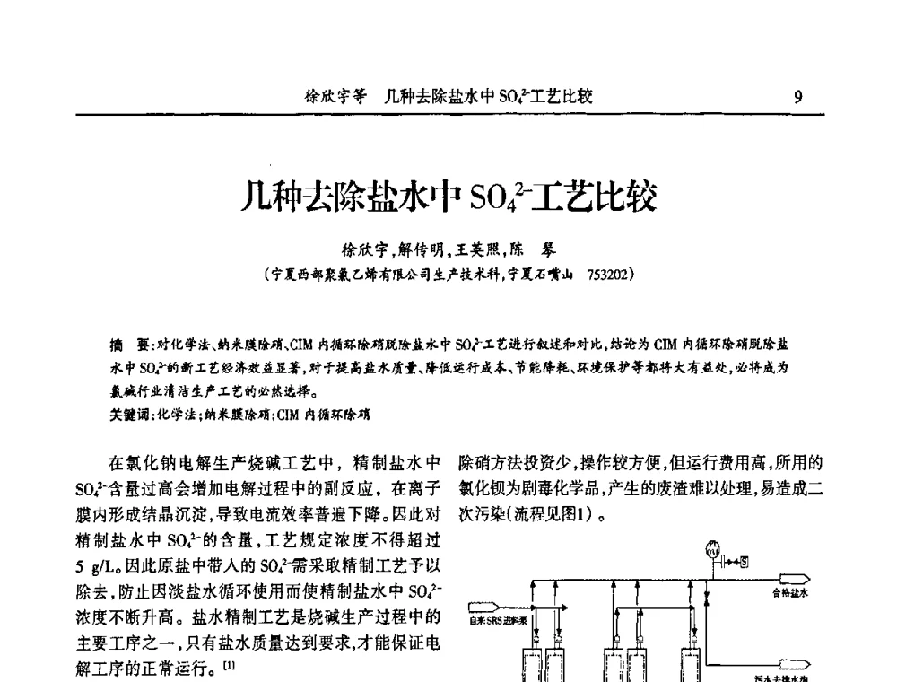 几种去除盐水中SO42-工艺比较 - 第六届宁夏青年科学家论坛