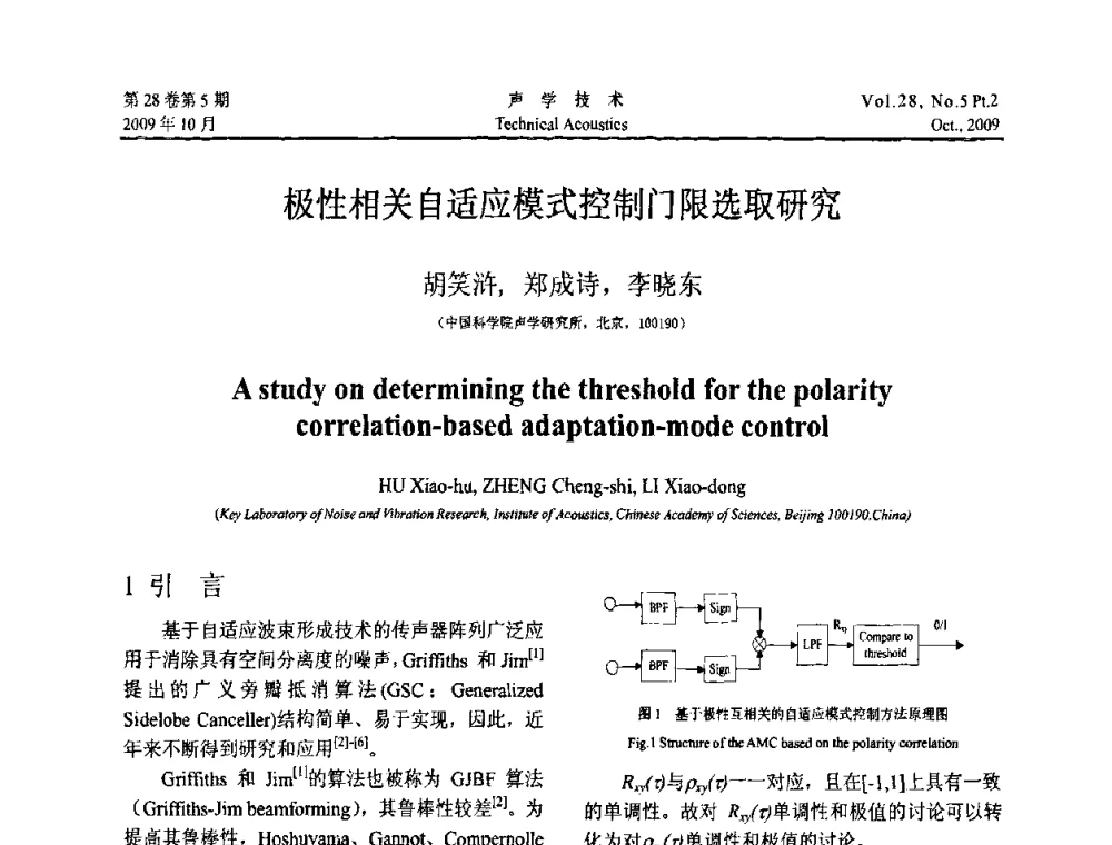 极性相关自适应模式控制门限选取研究 - 中国声学学会2009年青年学术会议