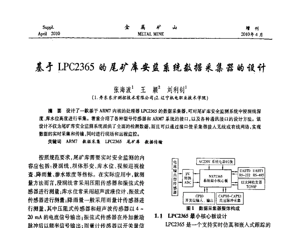 基于LPC2365的尾矿库安监系统数据采集器的设计 - 第三届尾矿库安全运行技术高峰论坛