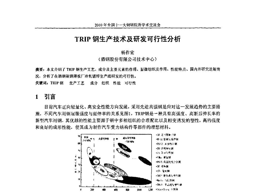 TRIP钢生产技术及研发可行性分析 - 2010全国十一大钢研院所学术交流会