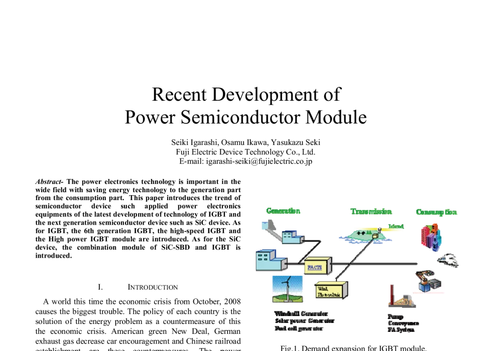 Recent Development of Power Semiconductor Module - 第三届中国高校电力电子与电力传动学术年会