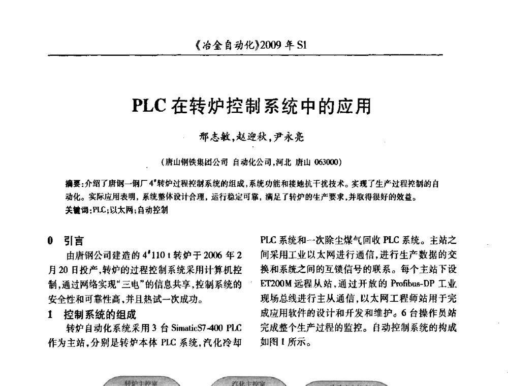 PLC在转炉控制系统中的应用 - 全国冶金自动化信息网2009年会