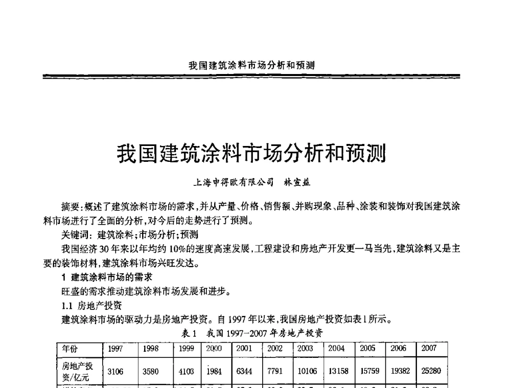 我国建筑涂料市场分析和预测 - 2009年全国建筑涂料会议