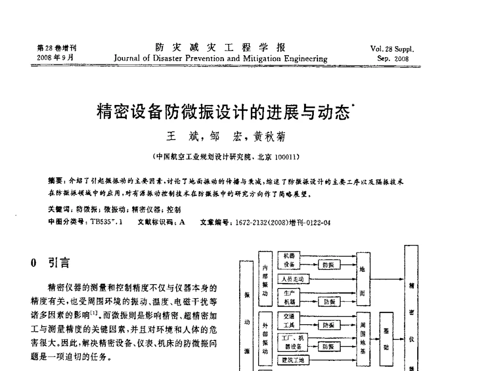 精密设备防微振设计的进展与动态 - 第五届全国建筑振动学术会议