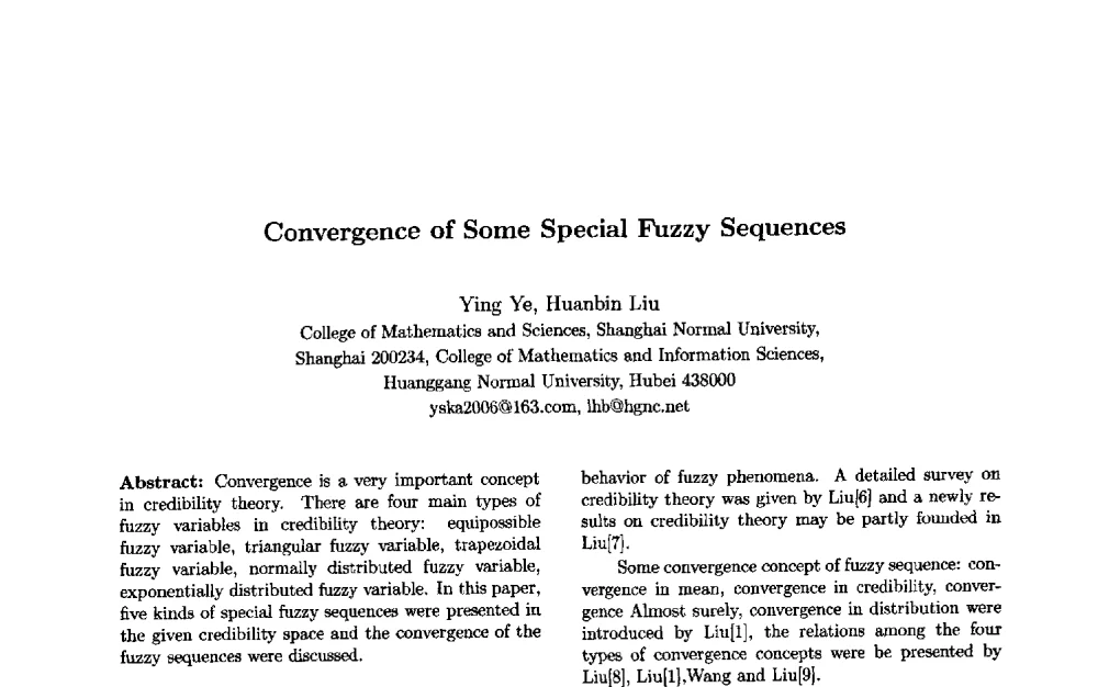 Convergence of Some Special Fuzzy Sequences - 第三届中国智能计算大会
