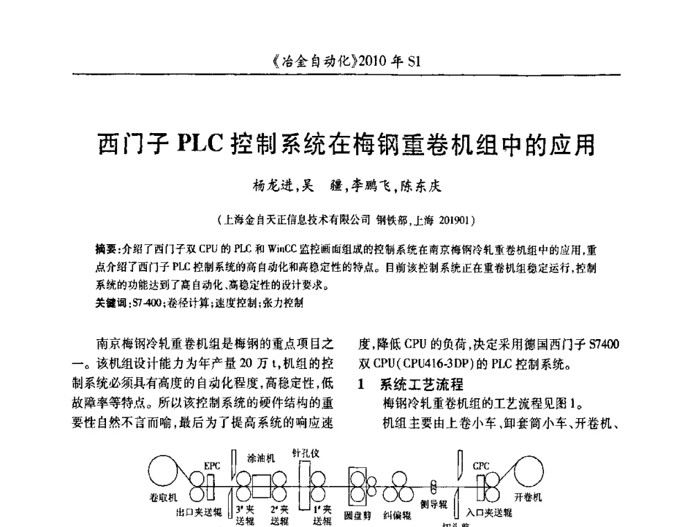 西门子PLC控制系统在梅钢重卷机组中的应用 - 全国冶金自动化信息网2010年会