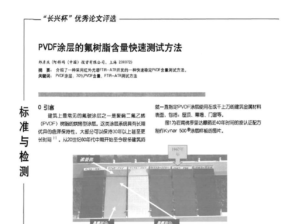 PVDF涂层的氟树脂含量快速测试方法 - 2010氟硅涂料年会